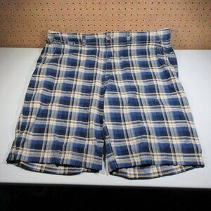 NOBO mens navy an khaki plaid chino shorts 42 EUC